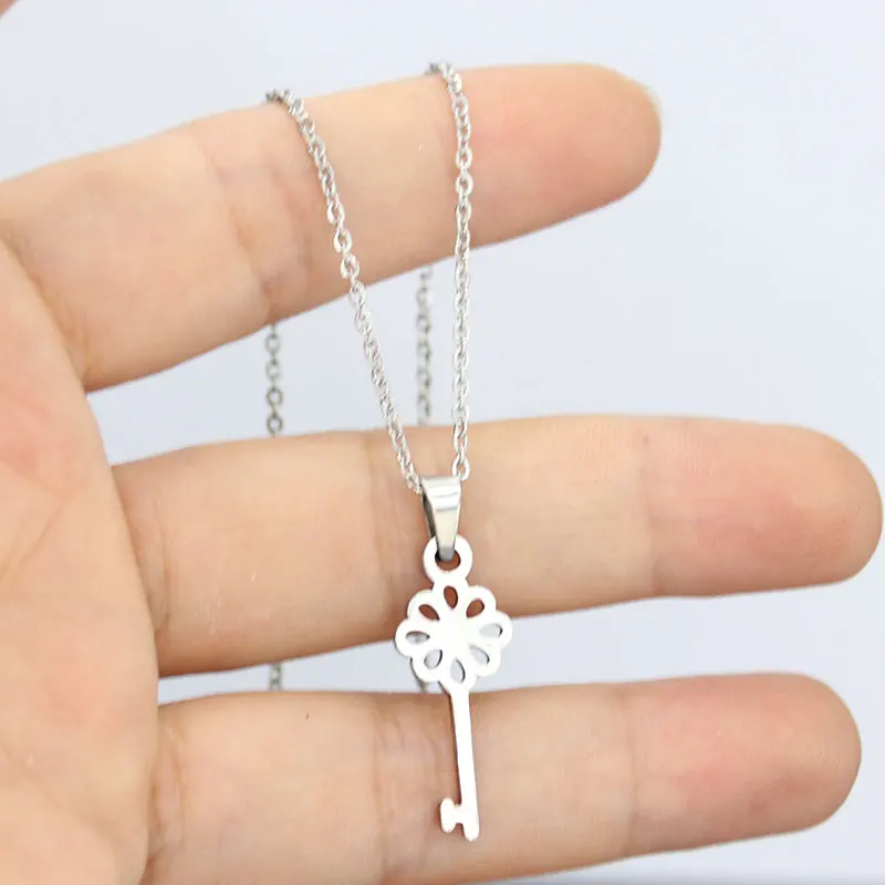 1 шт. Новое поступление ожерелье с милым ключом подвески из нержавеющей стали