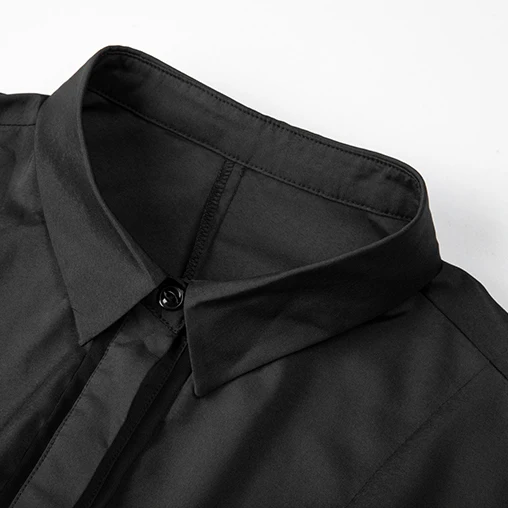 Queechalle 3XL 4XL 5XL размера плюс Повседневное платье-рубашка женское однотонное черное