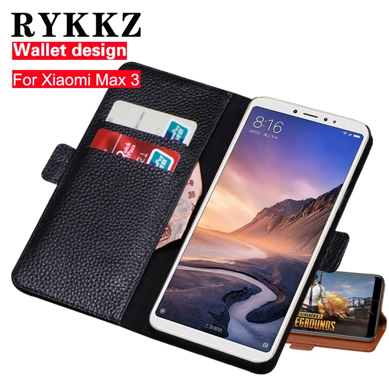 

RYKKZ Genuine Leather Flip Cover Card For Xiaomi Max 3 Phone Case Wallet Stand Case Leather Cover For Xiaomi Max 3 Max 2