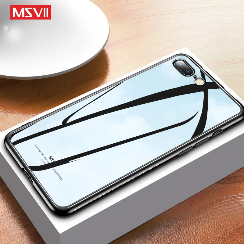 Msvii закаленное стекло чехол для iPhone 7 8 мягкий силиконовый край антидетонационный