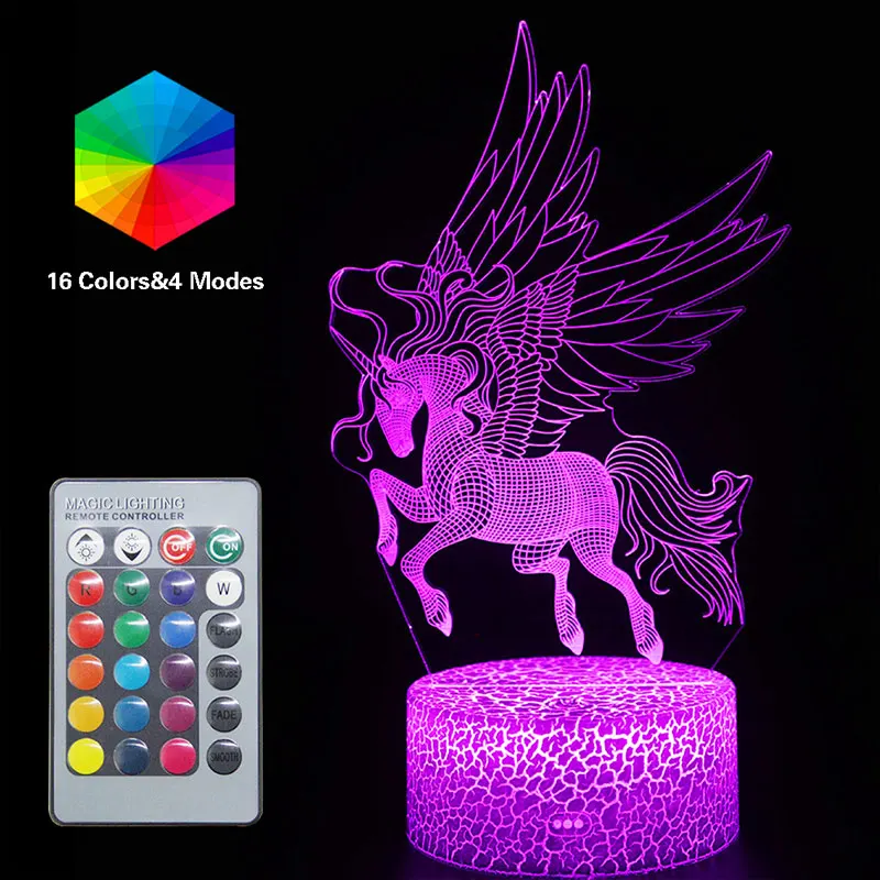 unicorn 5 Дистанционный Единорог светодиодный 3D ночной Светильник детский ночной Светильник многоцветная настольная лампа детский день рождения праздник девушка друг свет единорога подарок - Испускаемый цвет: unicorn 5