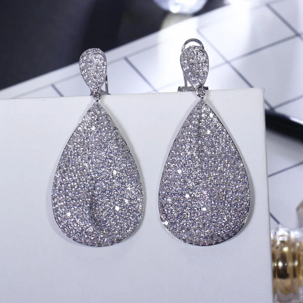 New White Color Wedding earrings Setting wiht Cubic Zirconia Stone Fashion Drop Earrings Free Shipping | Украшения и аксессуары