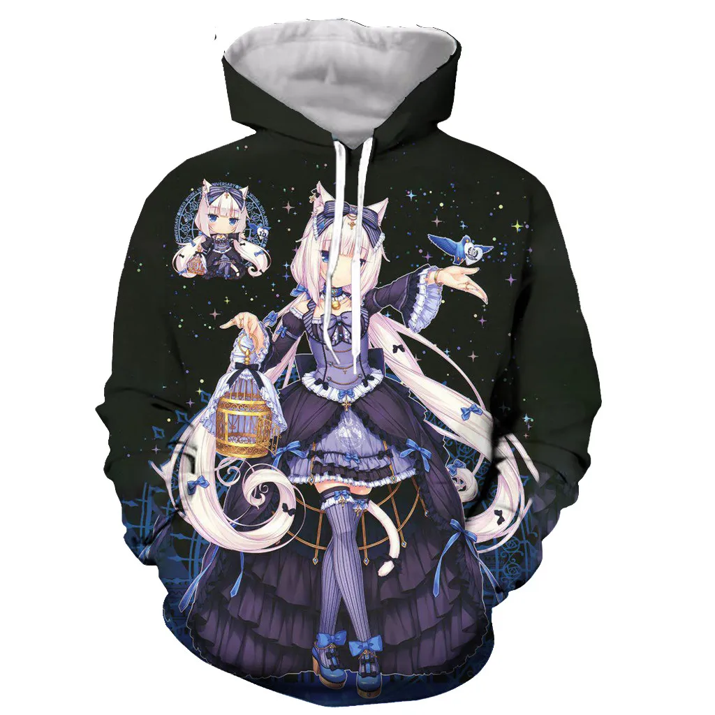 Аниме Nekopara Chocola ваниль 3D печатных мужчин и женщин толстовка модная графическая Толстовка Повседневная Уличная пуловер Толстовка