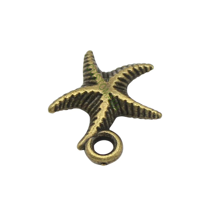 100pcs Antique бронза 2 сторонний подвеска в виде морской звезду кулон морская звезда