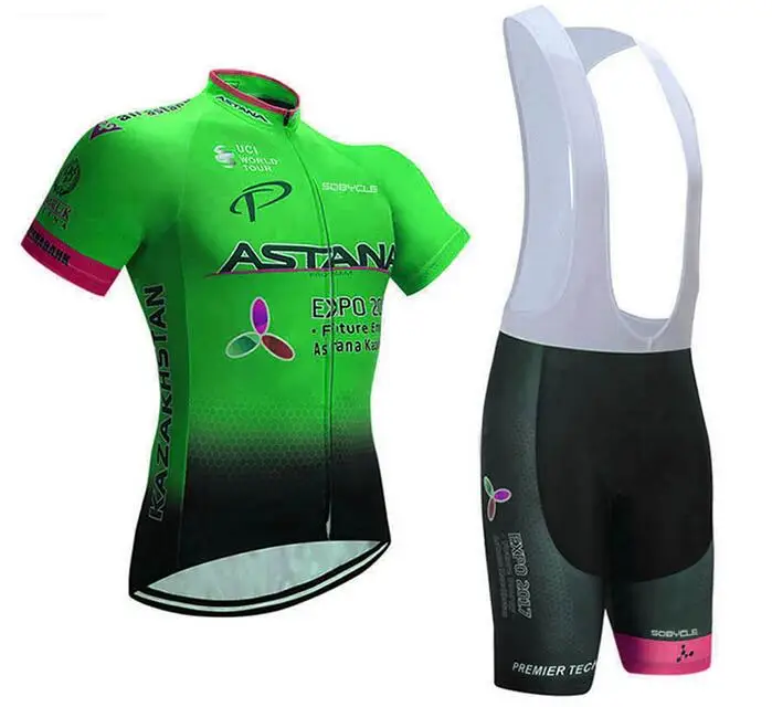 Bib Shorts suit Астана Pro Team Велоспорт Джерси Майо Одежда для велоспорта Мужская горная форма костюм набор - Цвет: Bib Shorts suit