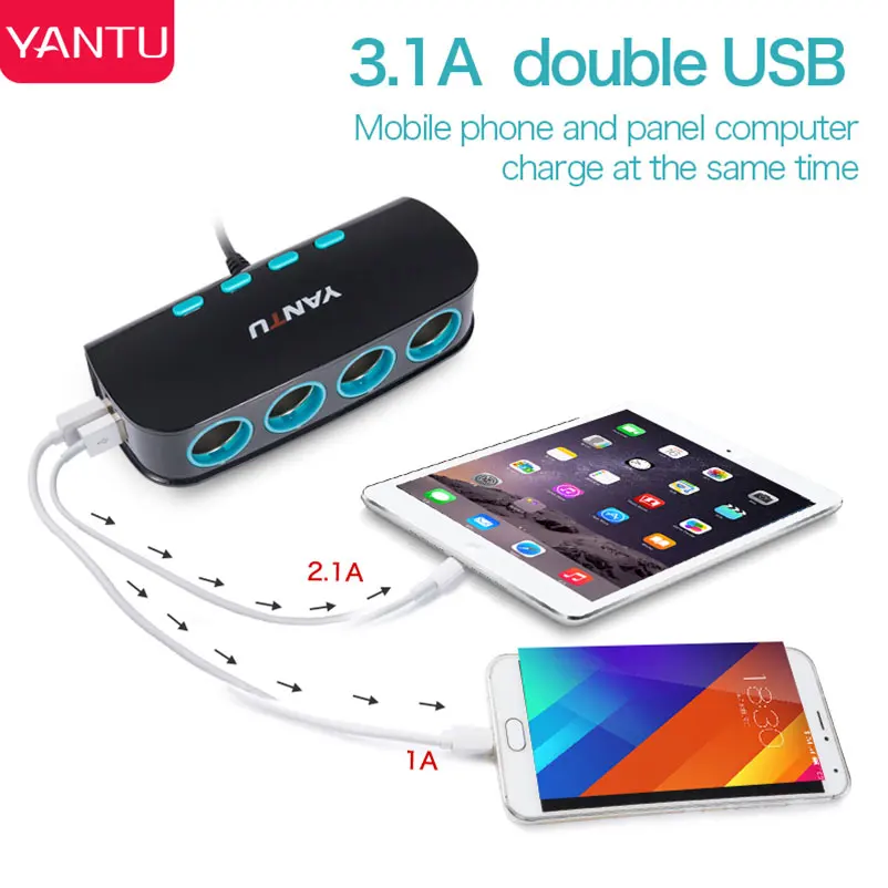 B35 автомобильный разветвитель прикуривателя разъем двойной USB QC2.0 быстрое