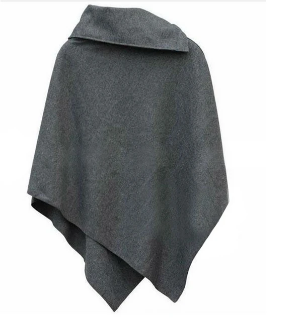 Женское пончо с рукавом летучая мышь длинное шерстяное большого размера