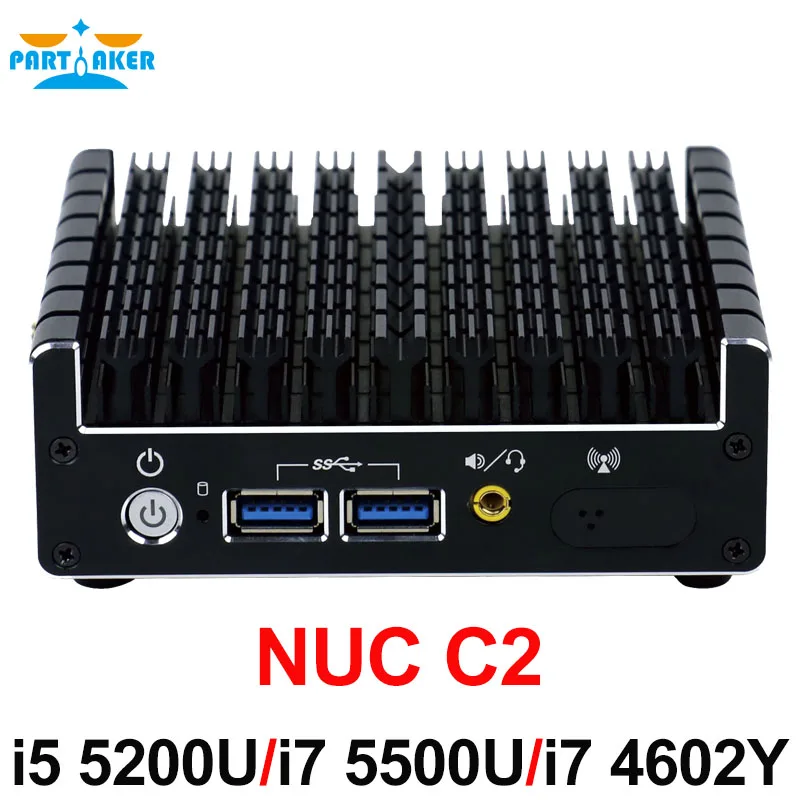 Причастником алюминиевый сплав безвентиляторный NUC мини ПК с i3 5010U i5 5200U i7 5500U