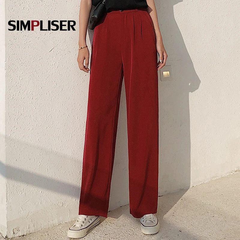 High Waist Women Baggy Pants Wide Leg Loose Female Long Trousers White Black Red Femme Pantalon S-xxl Fashion Workout | Женская одежда