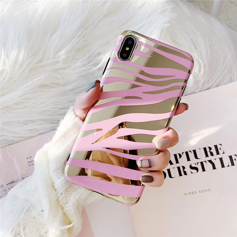 Блестящий чехол для телефона в полоску зебры iphone XS Max XR Мягкий из ТПУ 6 6s 7 8 plus