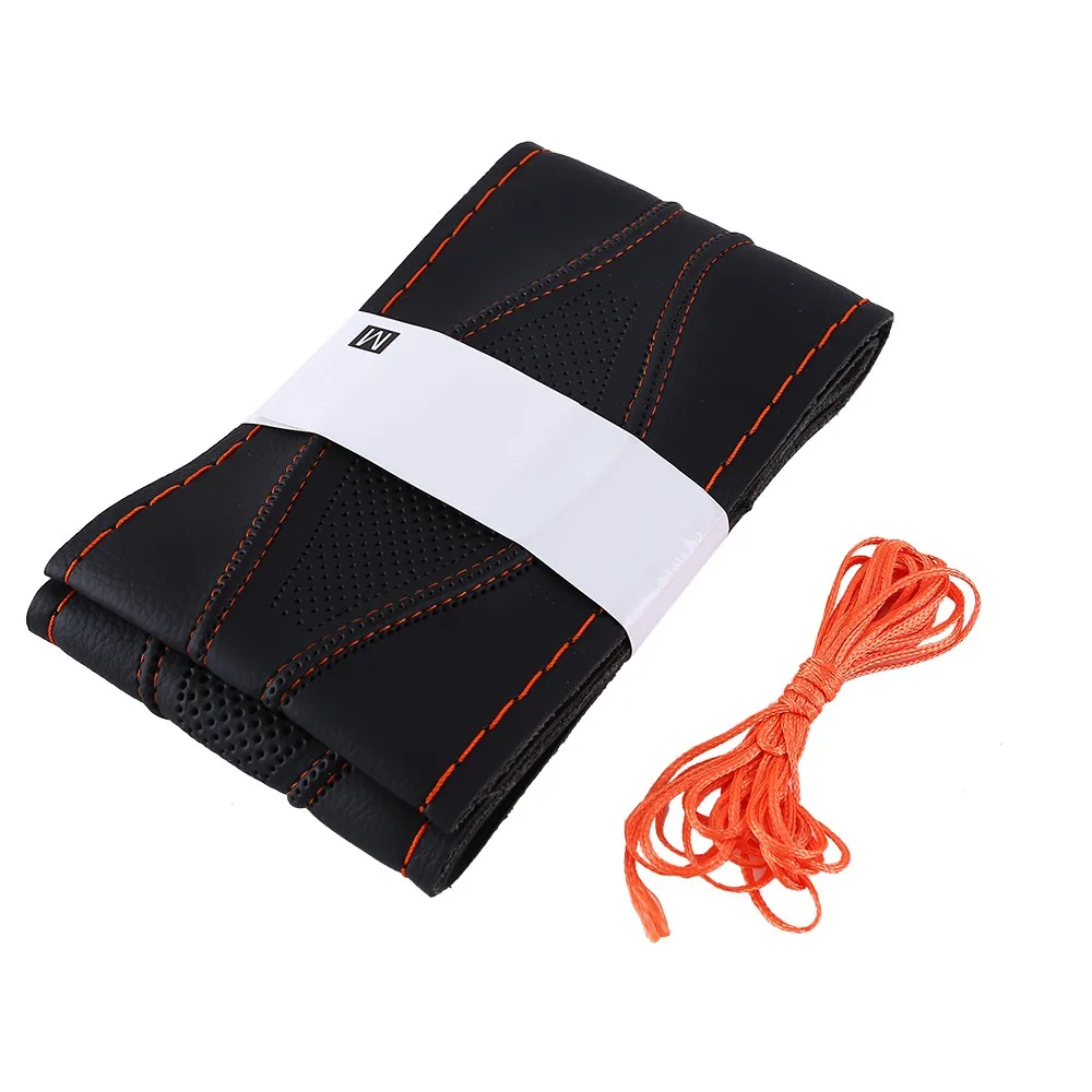 orange thread 38 см многоцветный чехол рулевого колеса автомобиля DIY микрофибра кожа ручное покрытие Швейные иглы и нитки внутренние наборы Аксессуары - Название цвета: orange thread