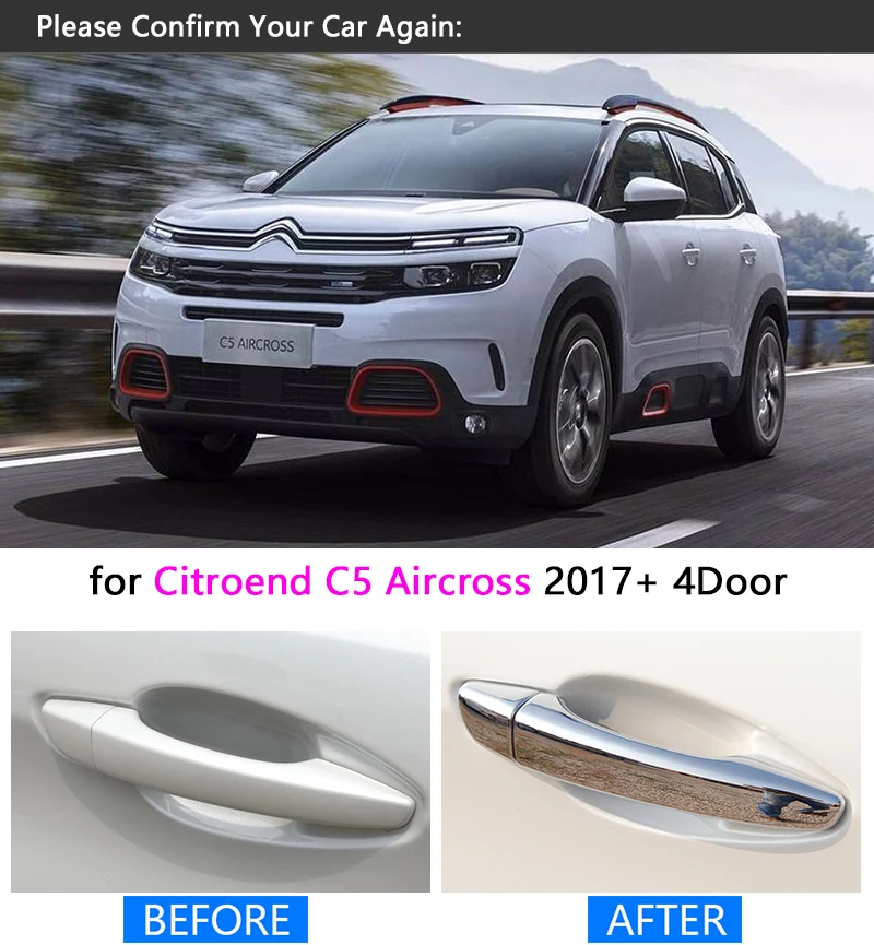 Роскошный хромированный комплект для отделки дверных ручек Citroen C5 Aircross 2017 2018 2019