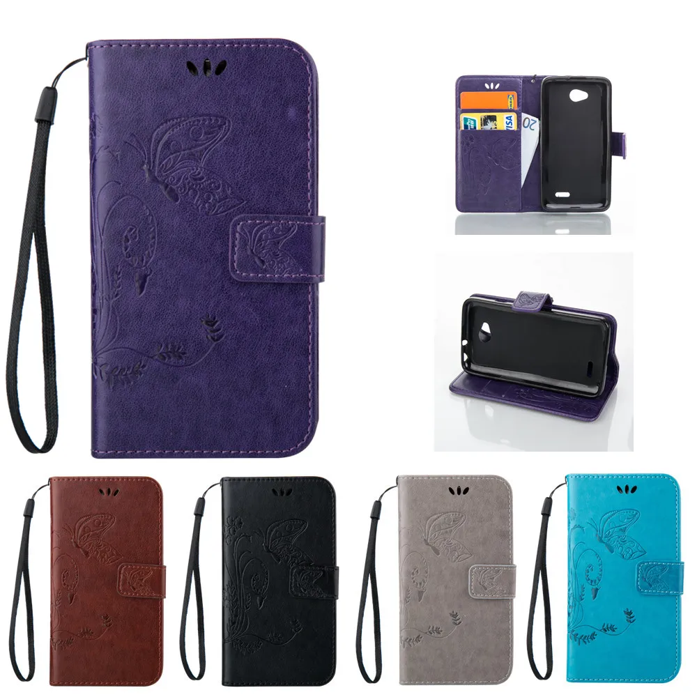 Флип чехол для LG Optimus L70 L 70 65 LS620 D315 D325 D320 D329 D320N MS323 кожаный с бабочками телефона L65