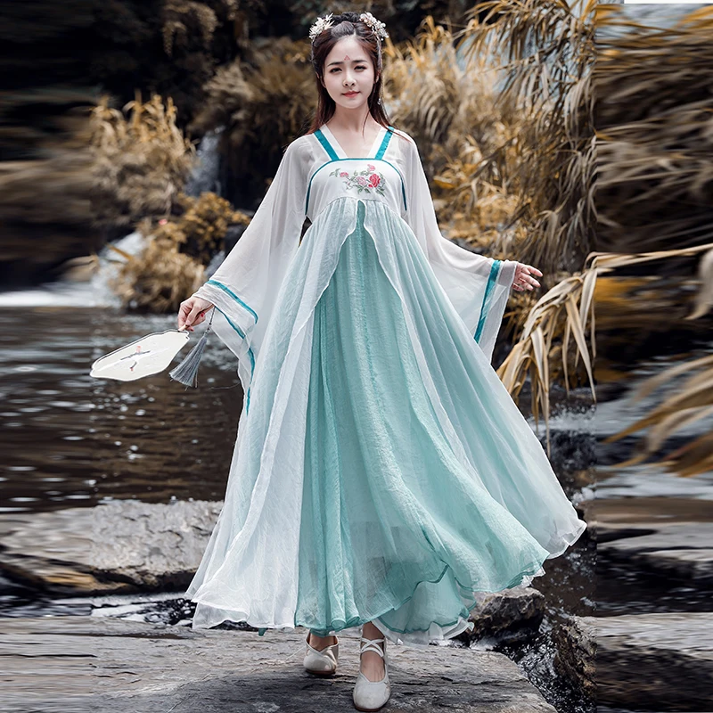 

Summer women's ancient tang dynasty Princess dress traditional hanfu cosplay clothing women Korean style dance costume