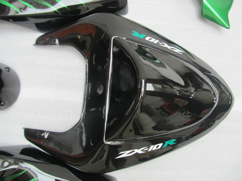 

Free Customize Fairing kits for Kawasaki ZX10R 2006 2007 green flames in black NINJA ZX 10R 06 07 ABS bodywork fairings set YH6