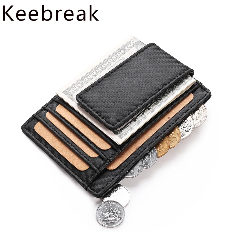 KEEBREAK FRID, кошелек из углеродного волокна, мужской тонкий кошелек, кожаный, настоящий, монетный карман, волшебный маленький кошелек, мини-сумка для денег, кошелек, мужской кошелек