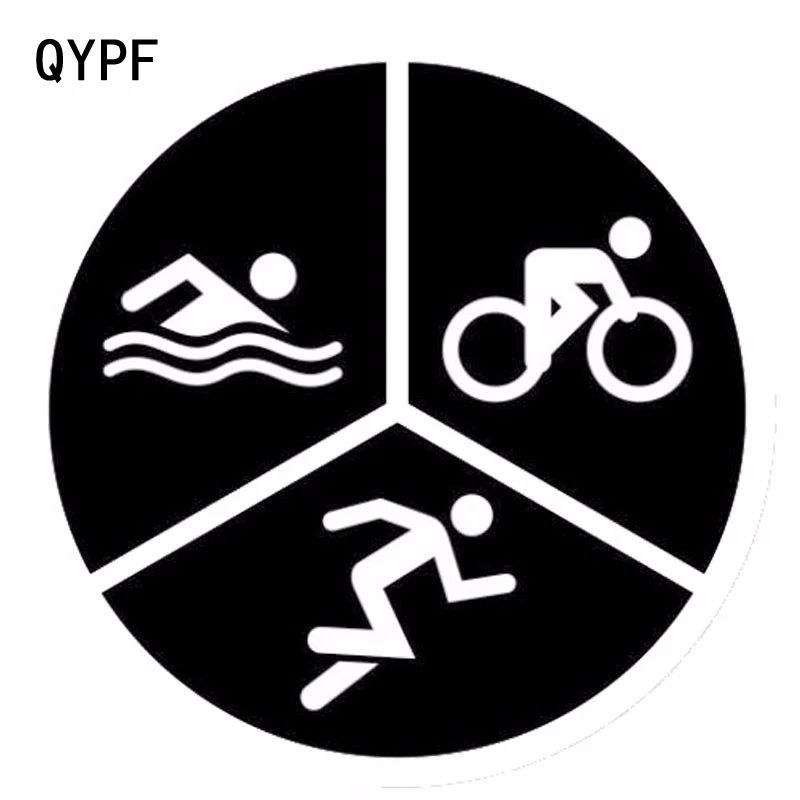 QYPF 14 см * креативные наклейки для спортивных автомобилей Триатлон виниловая