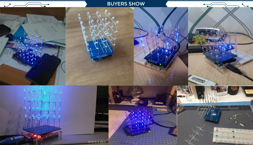 100 шт./лот 4X4X4 синий светодиодный светильник Cube Kit 3D светодиодный DIY Kit электронный набор для Arduino Smart Electronics светодиодный куб Комплект Электронный