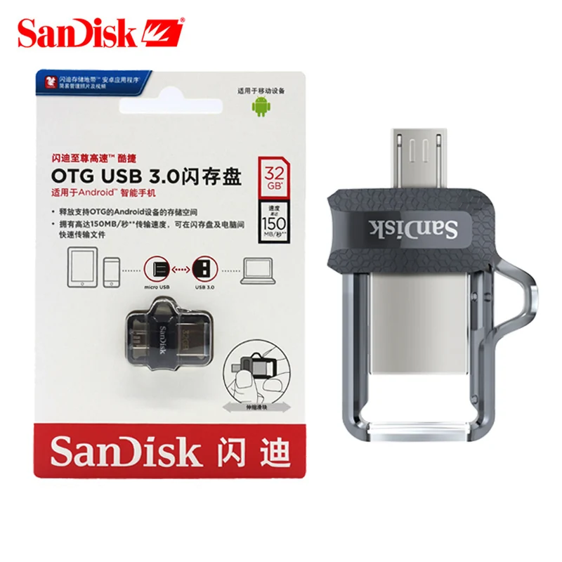 

Sandisk pendrive 3.0 128gb 64gb 32gb 16g Dual OTG Pen Drive High Speed Memory U Disk Micro USB Flash drive SDDD3 For Phone or PC