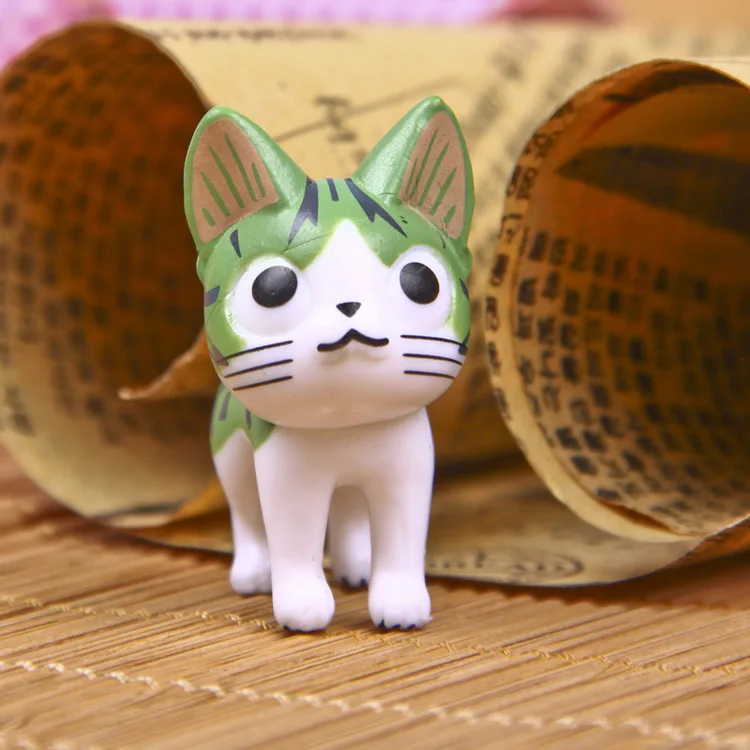 Кавайная кукла кошка игрушки мини из ПВХ фигурка для детей мох бонсай маленькие
