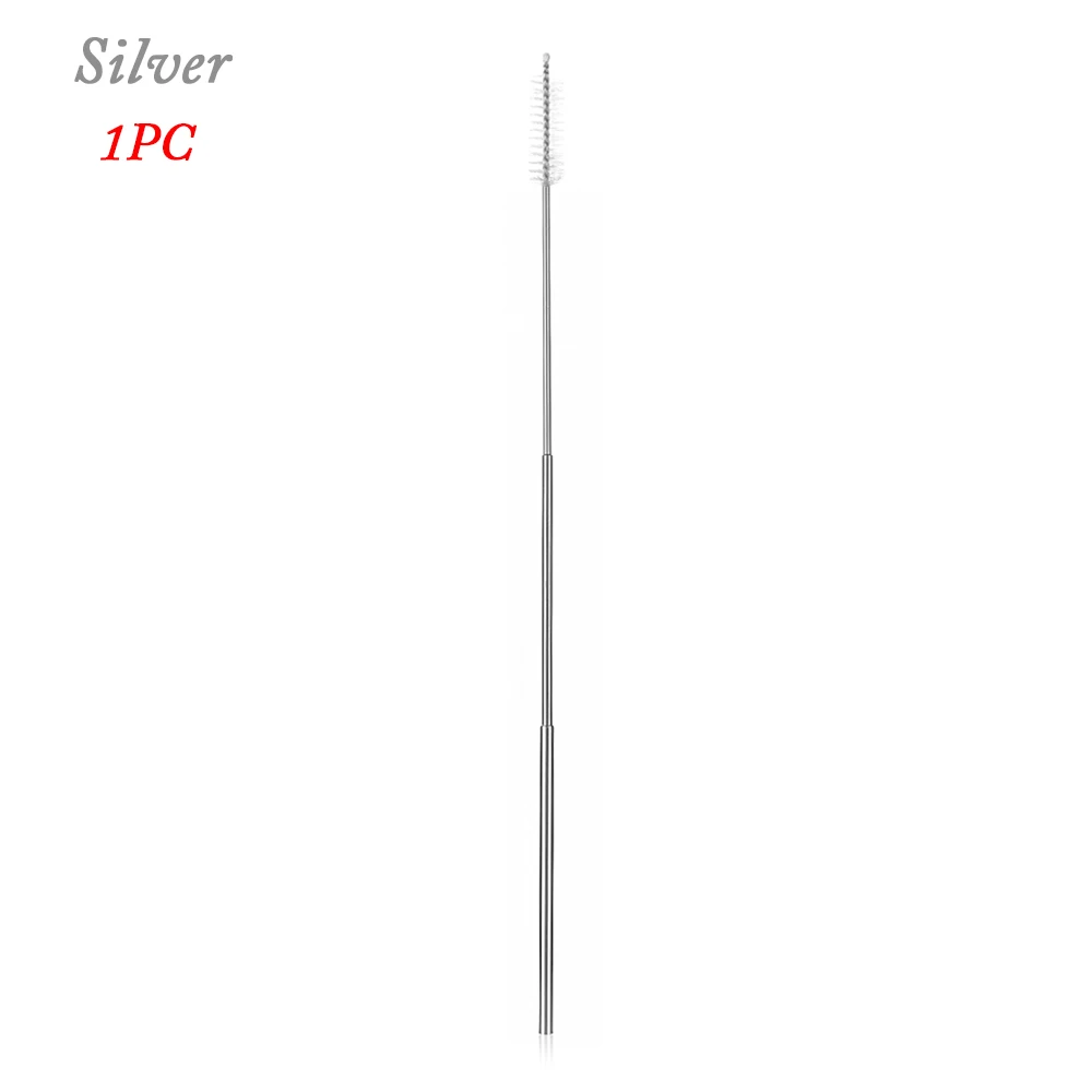 Silver brush Многоразовые нержавеющая сталь Металлическая телескопическая Питьевая Солома складной фильтр бар аксессуары путешествия Чистящая Щетка бар аксессуары - Цвет: Silver brush