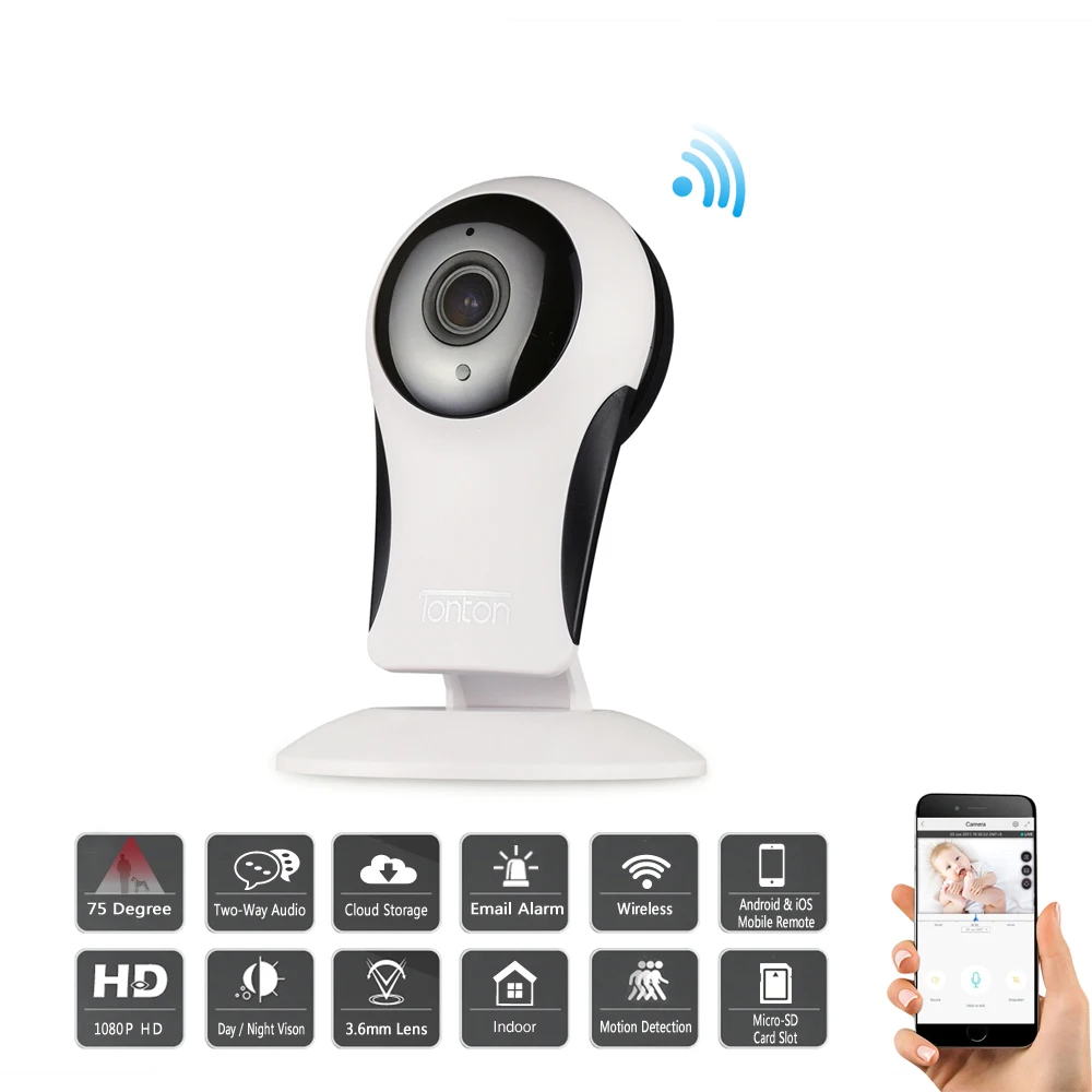 Tonton 2 пакета 1080P HD Смарт ip камера беспроводная WiFi Домашняя безопасность