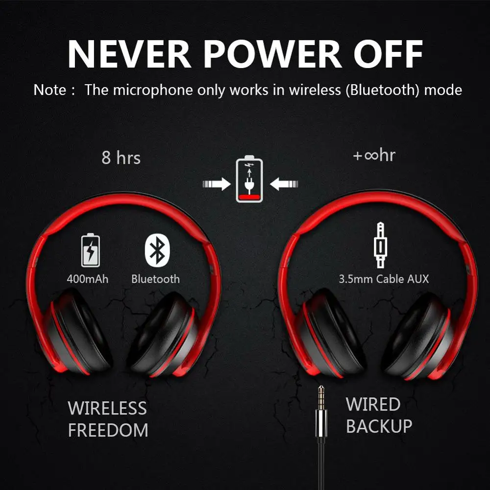 Складные bluetooth-наушники с сенсорным управлением, беспроводная гарнитура с глубоким басом, шумоподавлением со встроенным микрофоном