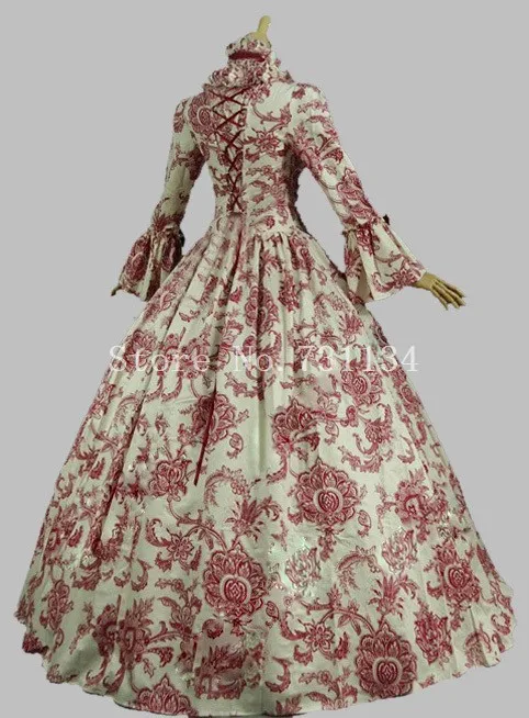 Бестселлер Винтаж печатных Средневековый Ренессанс период Dress18th века Мари