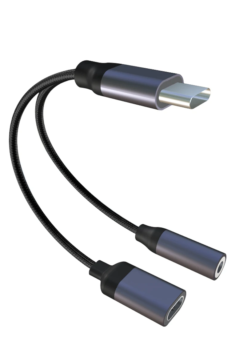 Серый USB C до 3,5 мм разъем для наушников адаптер Разъем для быстрой зарядки AUX аудио кабель для Xiaomi Mi 6 6x huawei P20 mate 10 Pro type c - Цвет: Серый