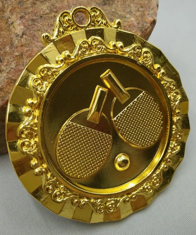 Медаль для настольного тенниса школьный спорт двойной цвет золотой металлик и