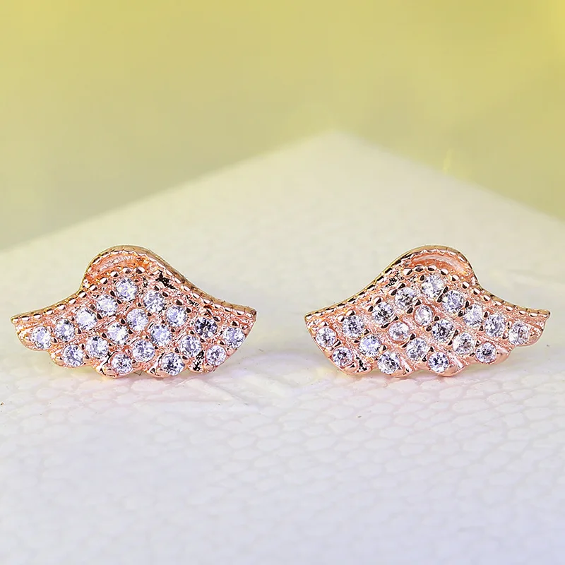 1 пара элегантные серьги из розового золота в форме крыла ангела с