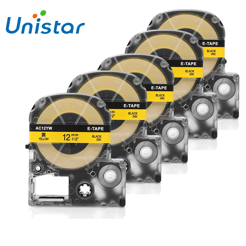 

Картриджи Unistar LC-4YBP SC12YW для принтера этикеток, черные на желтом, 12 мм, SC12YW, 5 шт.