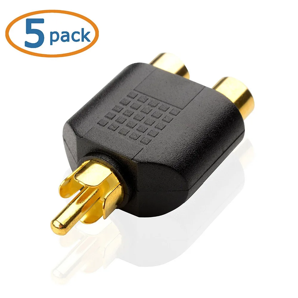 LBSC позолоченный RCA штекер-гнездо разделенный адаптер 5-Pack | Электроника