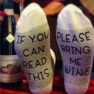 Повседневные носки с юмористическими надписями If You can read this, Bring Me a Glass of Wine, женские и мужские, серого, черного, красного цветов