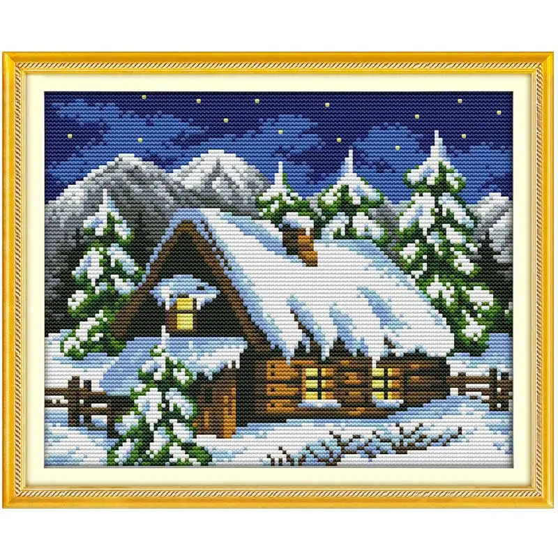 Зимний Сказочный Дом с узором Счетный крест 11CT 14CT Набор для вышивки крестом