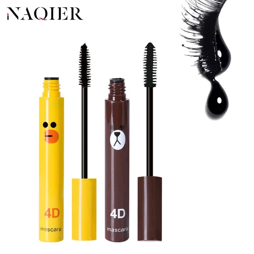 Модные милые 4D Волокно Тушь для ресниц Длинные черные Lash ресницы расширение Водонепроницаемый глаз Макияж