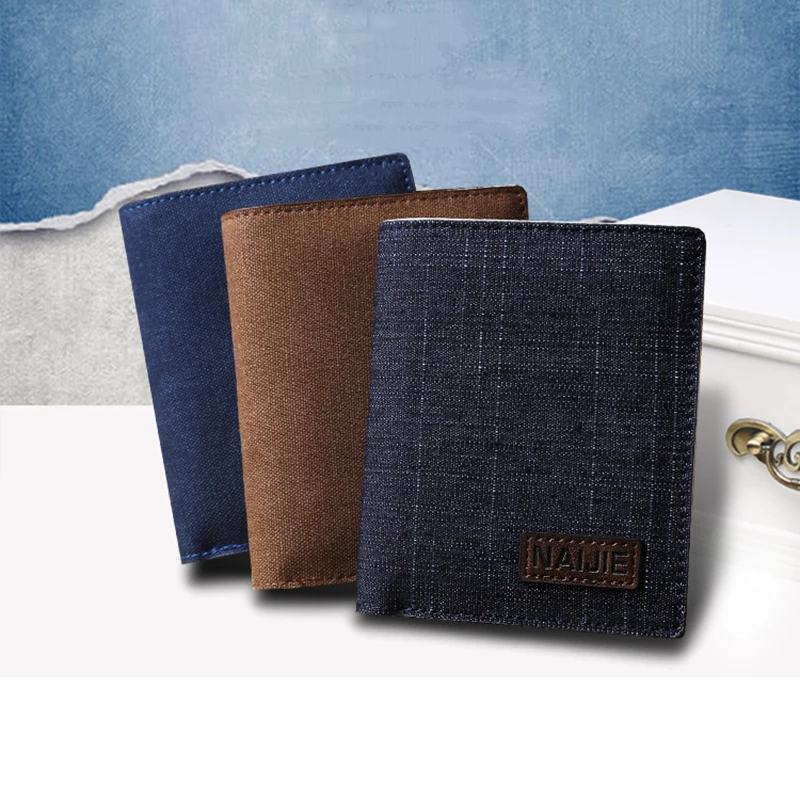 Мужской кошелек модный холщовый мужской кожаный держатель для карт на молнии