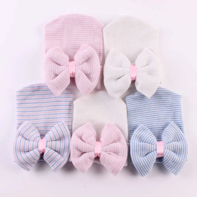 2018 Newest Arrivals Hot Babies Infant Toddler Newborn Girl Lovely Colorful Striped Bow Cap Casual Warm Soft Beanie Hat | Детская одежда