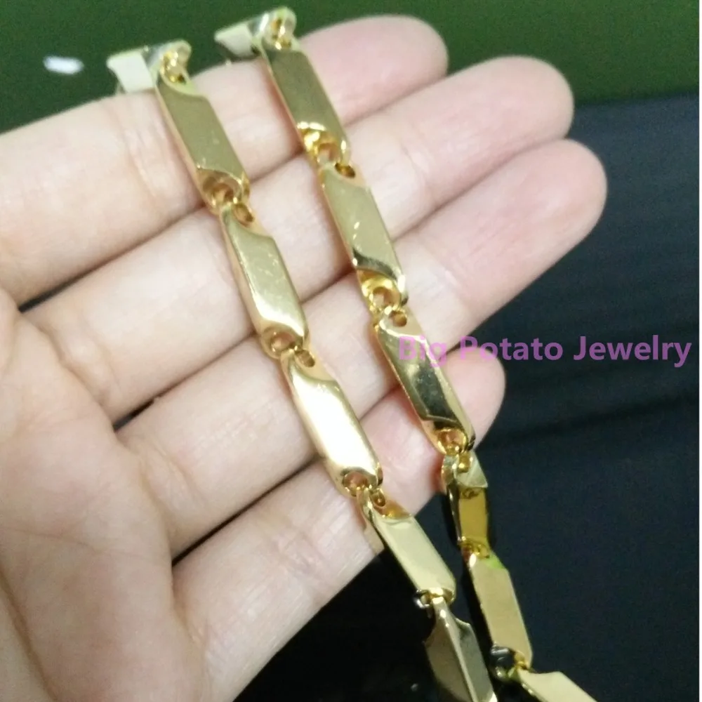 Высокое качество 3 мм 316L нержавеющая сталь желтое золото палочка ожерелье