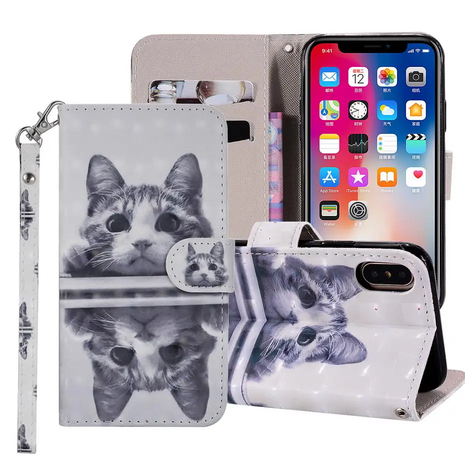 Роскошный чехол книжка из искусственной кожи для iPhone 11 Pro 5 5S SE 6 6S 7 8 9 Plus X XR XS Max флип
