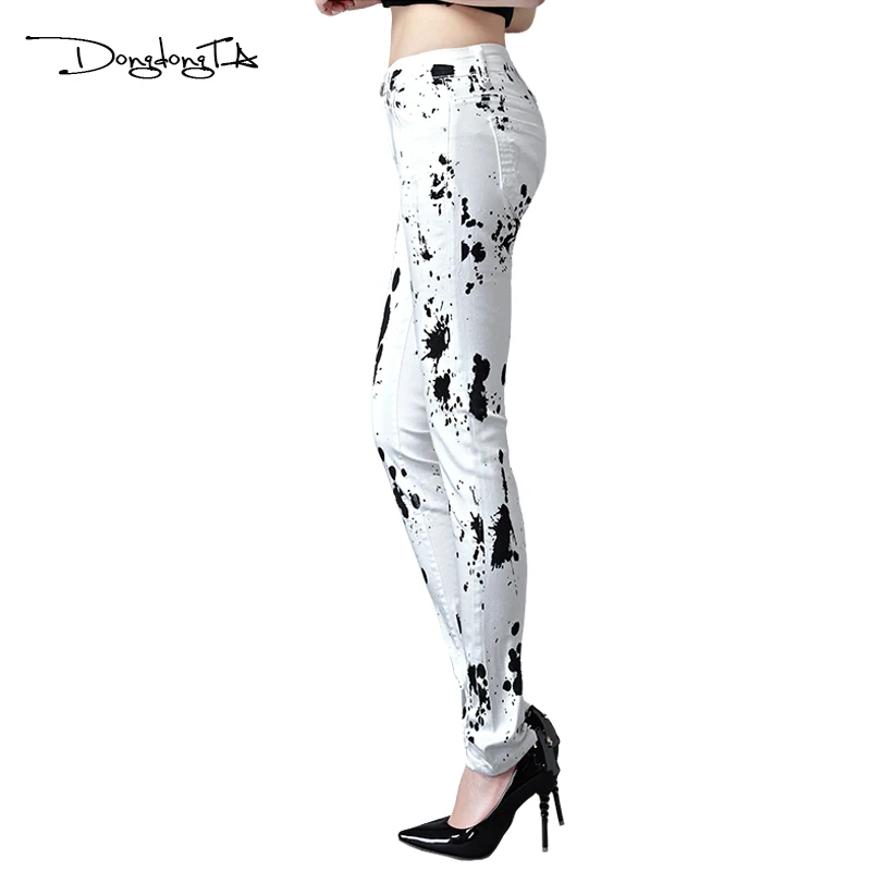 Dongdongta новые женские летние джинсы 2017 Оригинальный дизайн Полная длина