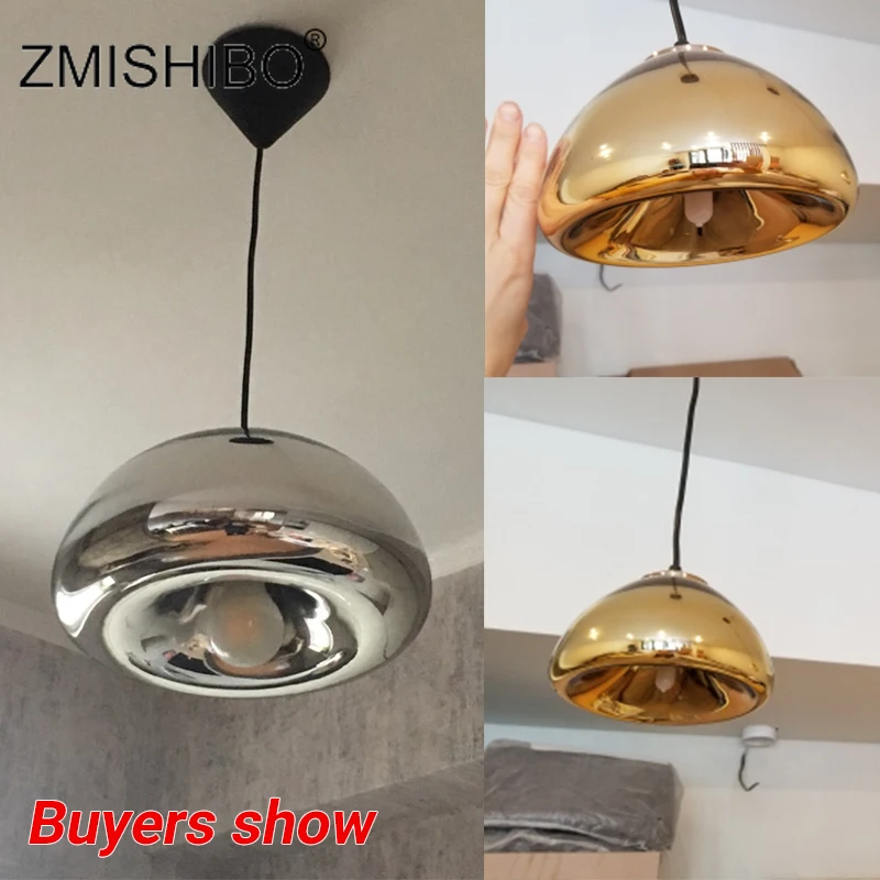 ZMISHIBO современная стеклянная Подвесная лампа 110-240V E27 G4 хромированная золотисто-красная бронза потолочная поверхность для гостиной спальни столовой