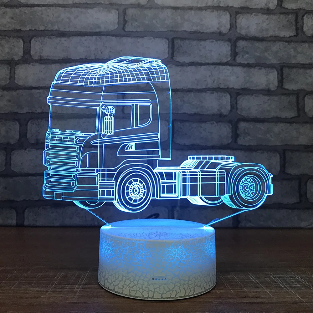 Лампа грузовика. 3d ночник трактор. Настольная лампа грузовик. Ночные светильники в грузовиках. Новогодний грузовик светильник с музыкой механический.