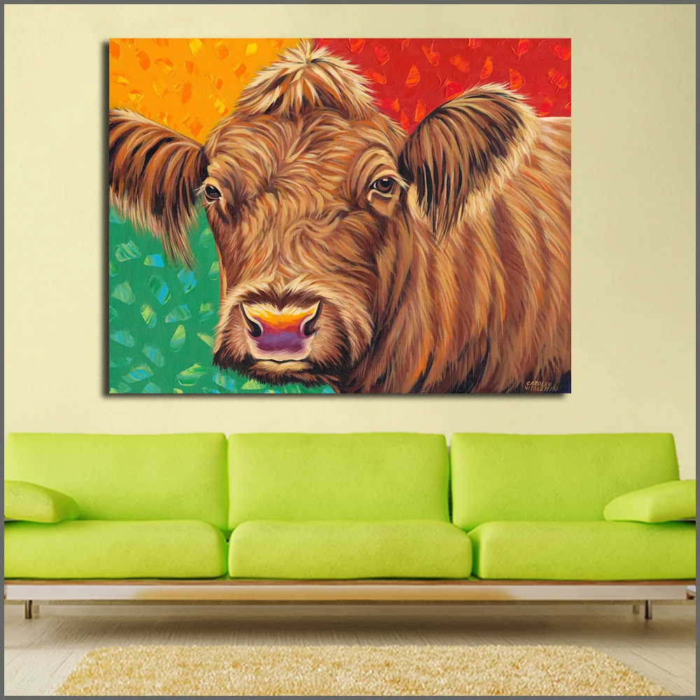 Большая картина маслом животные страна-корова-II настенная Картина на холсте