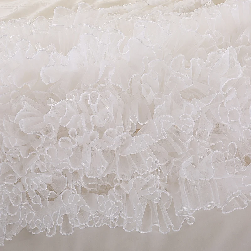 Роскошный белый кружевной комплект постельного белья falbala с оборками набор