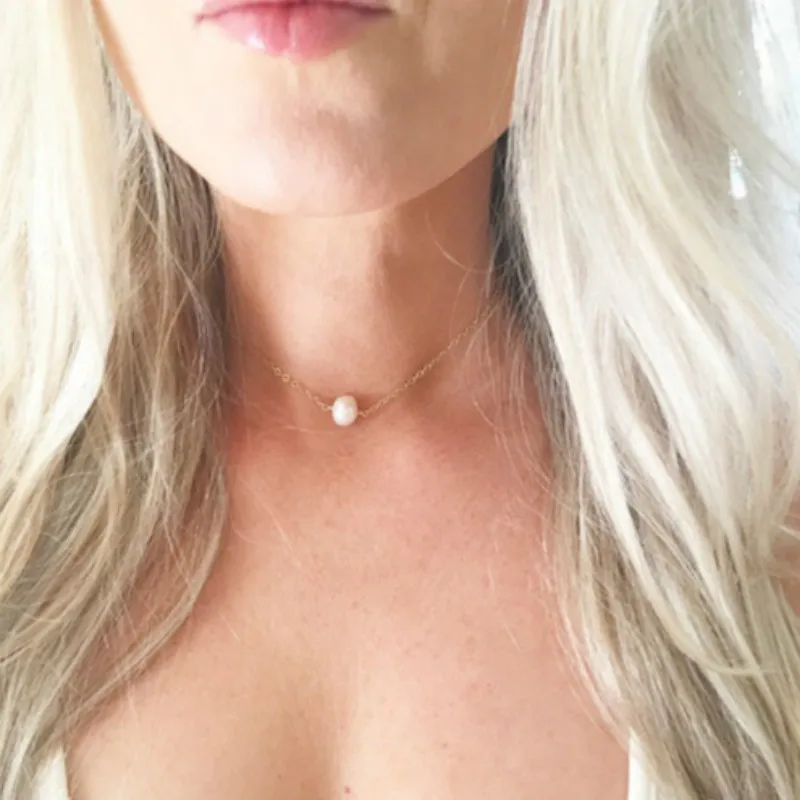 Chain Pearl Choker Necklace For Women Chocker necklaces &amp pendants colar collier femme colares bijoux Kolye gargantilha | Украшения и