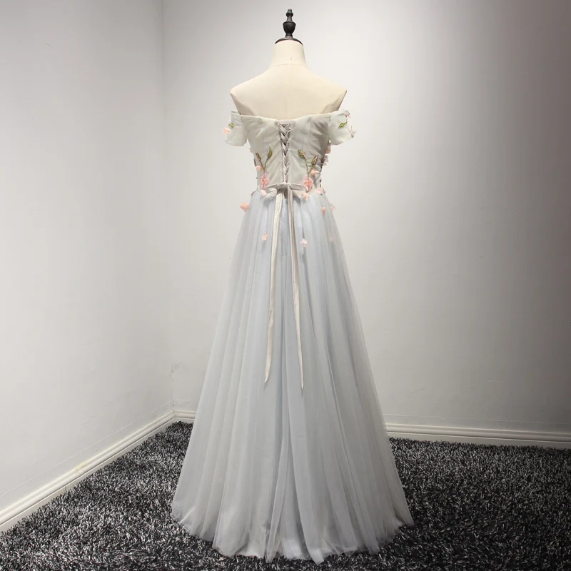 2018 Sweet Lace Flower Evening Dress Boat Neck Floor-length Long Formal Dresses Bride Banquet Elegant Party Gown | Свадьбы и