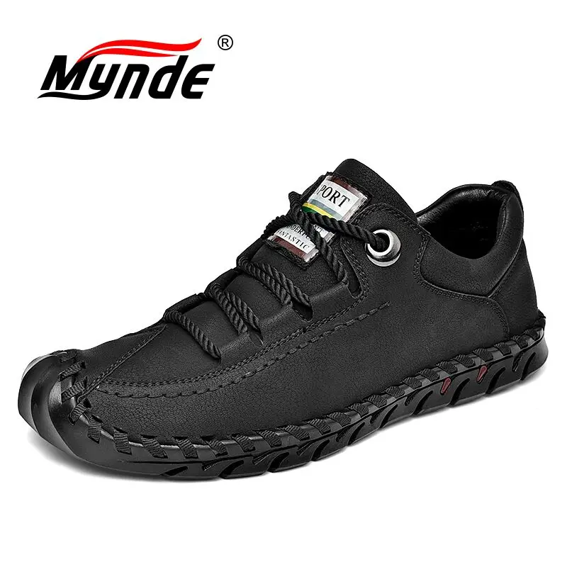 2019 New Fashion Leather Spring Casual Shoes Men's Handmade Vintage Loafers Men Flats Hot Sale Moccasins Sneakers Big Size | Обувь