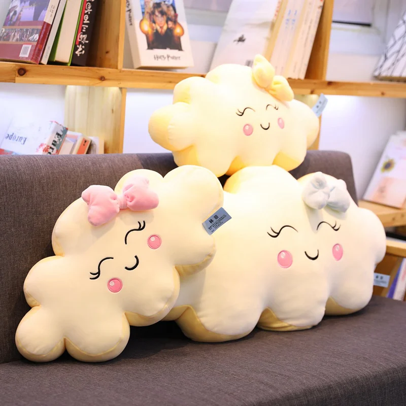 Мягкая плюшевая подушка с милой улыбкой и белым облаком, Kawaii Cloud, мягкие плюшевые игрушки для детей, детские подушки, подарок для девочек