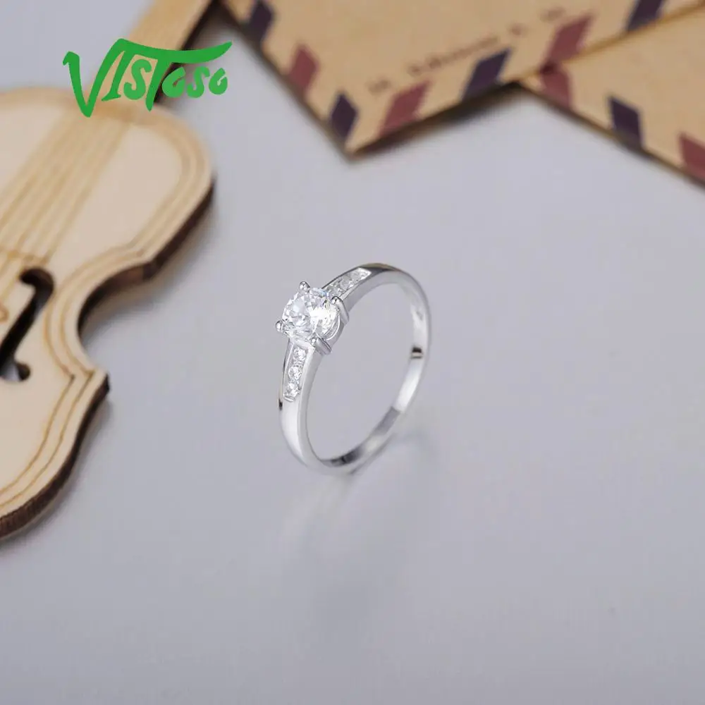 VISTOSO 925 пробы серебряные кольца для женщин ослепительный белый кубический